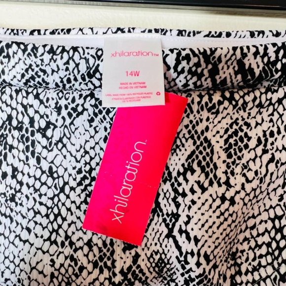 NWT Xhilaration Bikini Bottoms 14W Black & White Snakeskin Print High Waisted - Picture 6 of 6